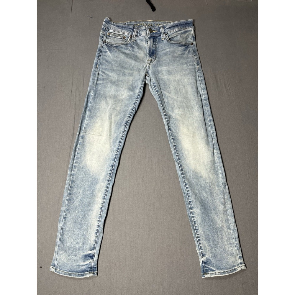 Mens American Eagle Skinny Blue Denim Jeans Next Level Flex Cotton Blend 28X30